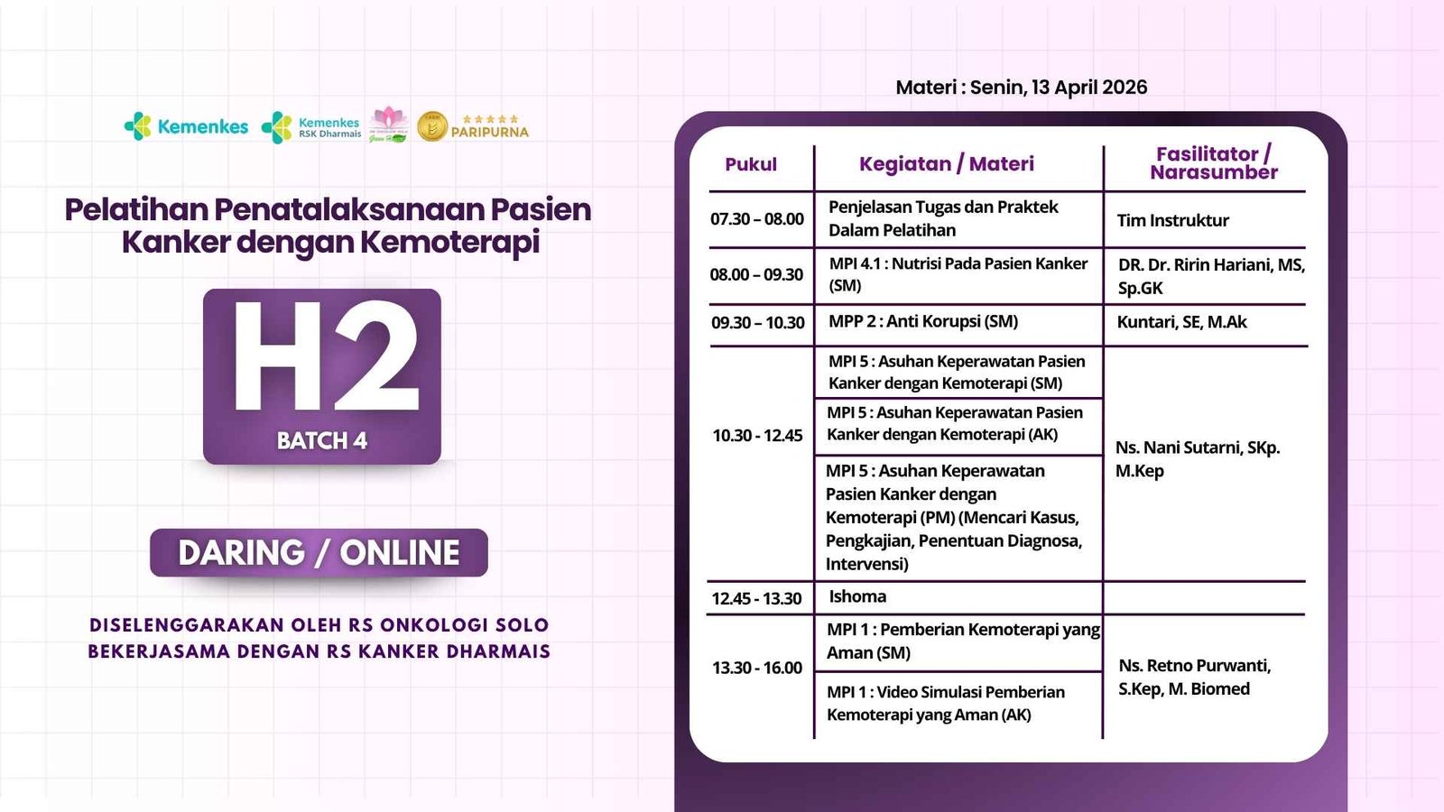 Hari Ke - 2 Pelatihan Penatalaksanaan Pasien Kanker Dengan Kemoterapi | Batch 4