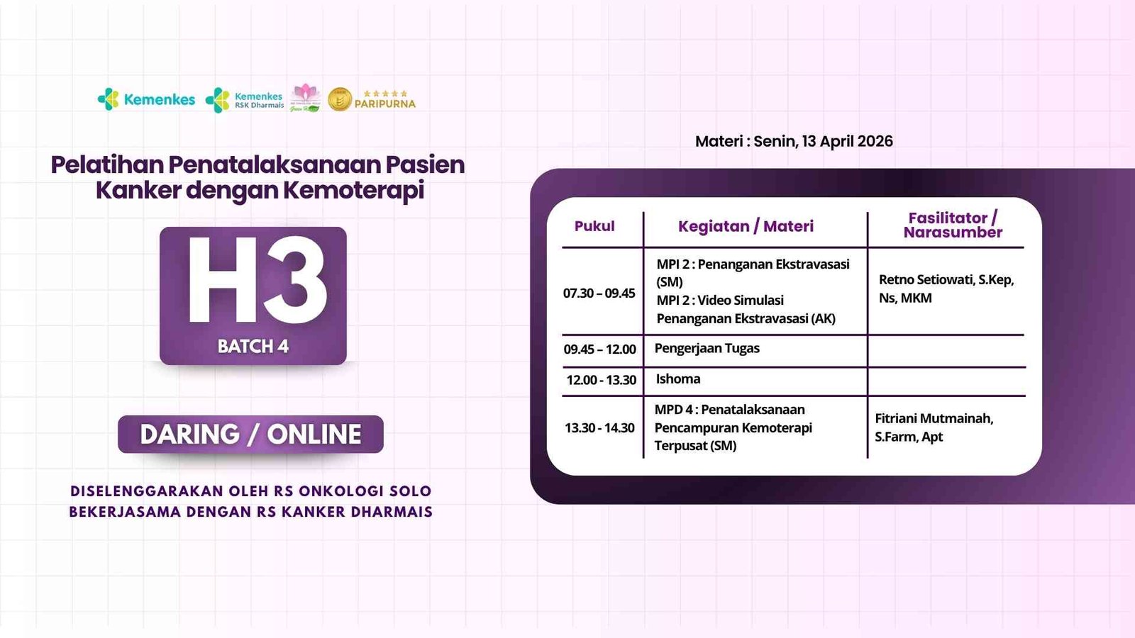 Hari Ke - 3 Pelatihan Penatalaksanaan Pasien Kanker Dengan Kemoterapi | Batch 4